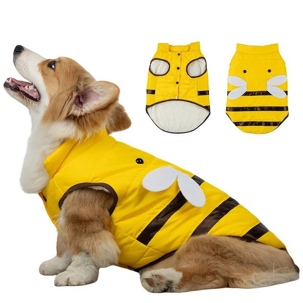 Warmly Dog Coat Cute Bees Pets Costume Outfit Winter Dogs Clothes For Cold Weather Small Medium Large Dogs Jacket