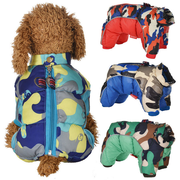 Dogs' cold four legged cotton jacket