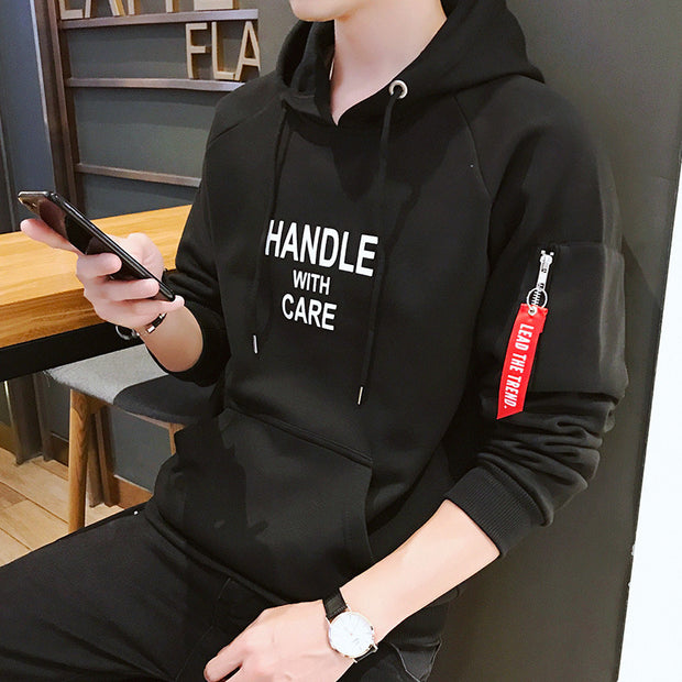 HANDLE WITH CARE Men's Long Sleeved Hoodie Sweater