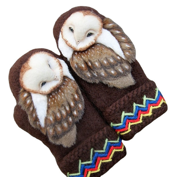 Cute Knitted winter warm owl Wool Gloves.