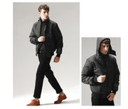 men's Winter double layered black and blue fashion coat.