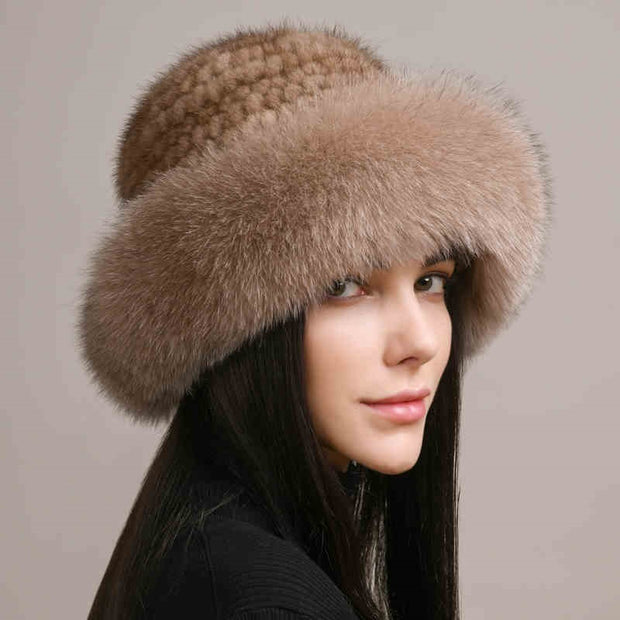 Mink hair winter fur cap